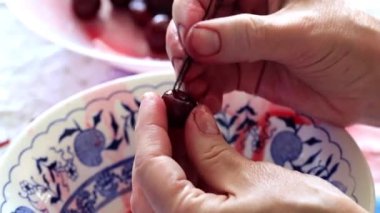 olgun kiraz tohumları ayıklama geleneksel Rus yolu