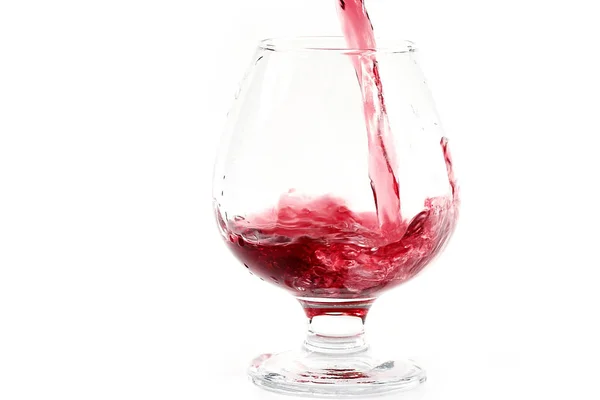 Skvätt Rödvin När Hälls Ett Glas — Stockfoto