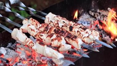 kömür ızgara şiş üzerinde kavrulmuş et pişirme işlemi