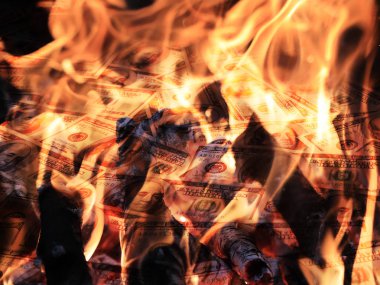 Amerikan Doları olarak ve yangın mali yatırım riskleri bir örnek olarak parlak bir alev