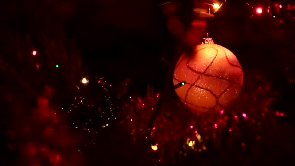 Weihnachtsschmuck Weihnachtsbaum Als Dekorationselement — Stockvideo