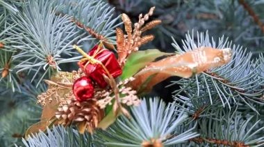 Şenlikli bir çam bir olayın arifesinde Noel süsler