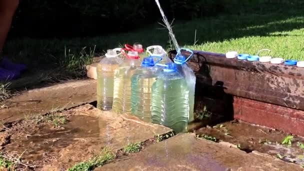 Filling Plastic Bottles Clean Drinking Water — Stock Video