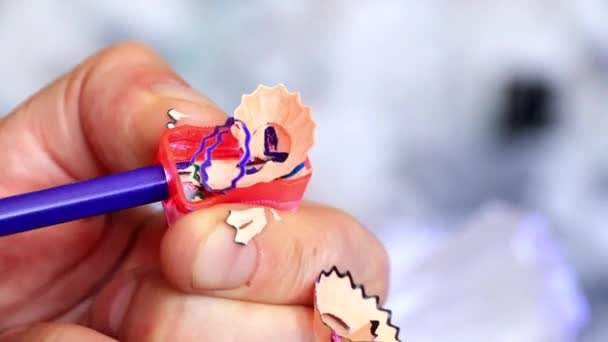 Affûter Crayon Couleur Pour Une Utilisation Ultérieure Lors Dessin — Video