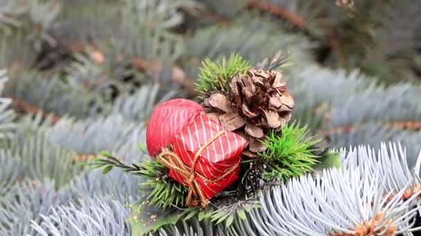 Kerst Ornamenten Een Feestelijke Pine Aan Vooravond Van Een Gebeurtenis — Stockvideo