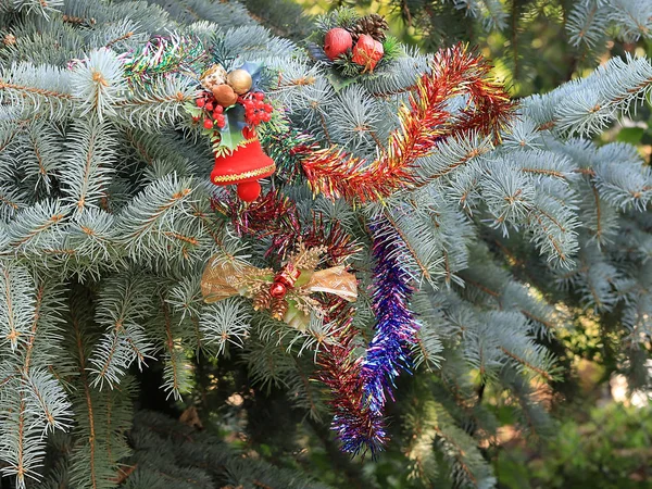 Decorações Árvore Ano Novo Como Parte Preparação Para Véspera Natal — Fotografia de Stock