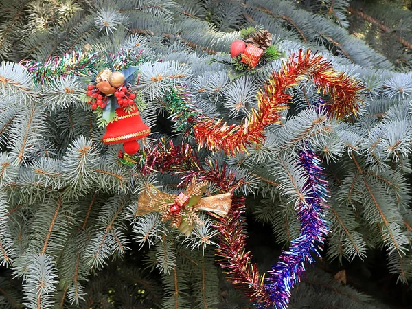Decoraciones Árbol Año Nuevo Como Parte Preparación Para Víspera Navidad — Foto de Stock