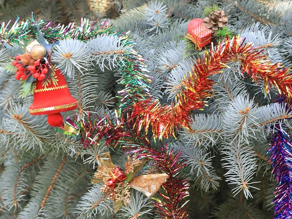 Decorações Árvore Ano Novo Como Parte Preparação Para Véspera Natal — Fotografia de Stock