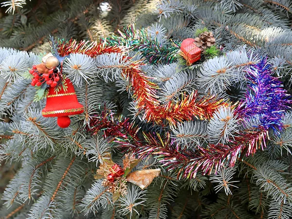 Decorações Árvore Ano Novo Como Parte Preparação Para Véspera Natal — Fotografia de Stock