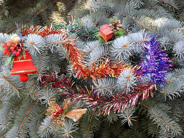 Décorations Sur Sapin Nouvel Dans Cadre Préparation Veille Noël — Photo