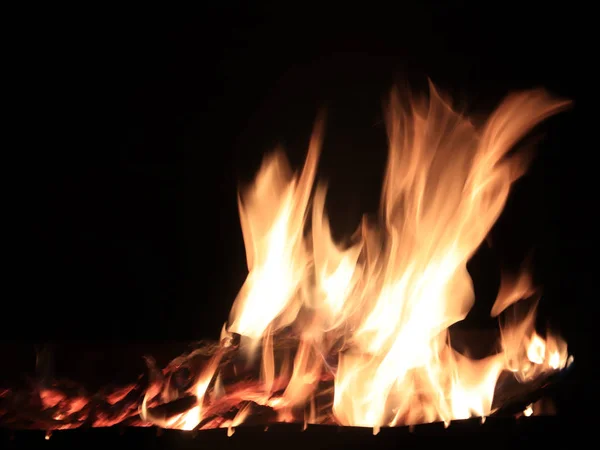high temperature of open fire and flames when burning