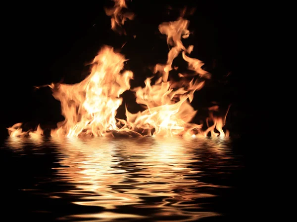 Helle Zungen Des Offenen Feuers Auf Der Oberfläche Des Öls — Stockfoto