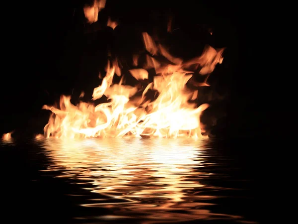 Helle Zungen Des Offenen Feuers Auf Der Oberfläche Des Öls — Stockfoto