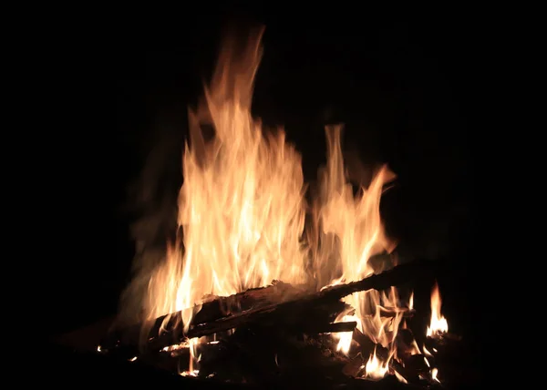 Bright Flames Fire Charcoal Firewood — Stock Photo, Image