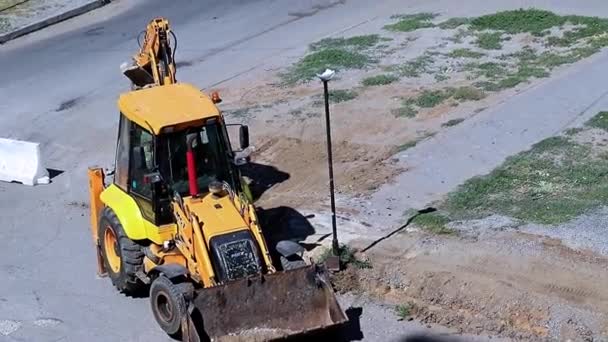 Machines Routières Travaux Dans Rue Dans Cadre Infrastructure Urbaine — Video