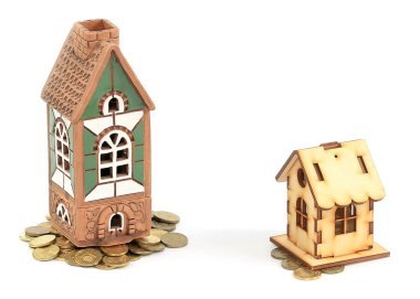 tuğla ev ve ahşap kulübe Rus sikke yığını yatırımlar toplamı bir sembolü olarak Tarih