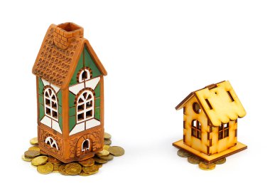 tuğla ev ve ahşap kulübe Rus sikke yığını yatırımlar toplamı bir sembolü olarak Tarih