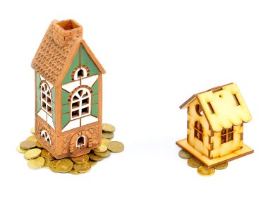 tuğla ev ve ahşap kulübe Rus sikke yığını yatırımlar toplamı bir sembolü olarak Tarih