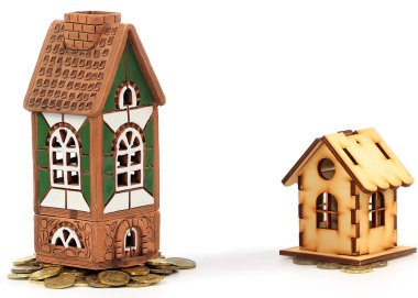 tuğla ev ve ahşap kulübe Rus sikke yığını yatırımlar toplamı bir sembolü olarak Tarih