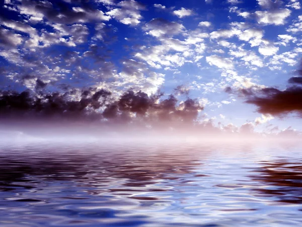 Güzel Bir Bulutlu Gökyüzü Göl Yüzeyi Yansıması — Stok fotoğraf