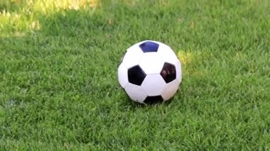 güzel futbol topu bir çim oyun alanı yeşil çimenlerin üzerinde