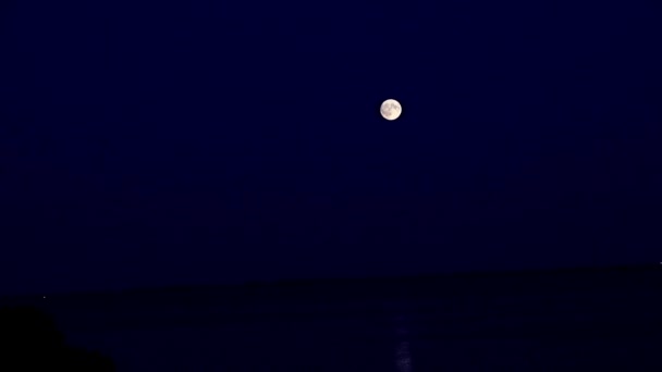 Lua Cheia Céu Noite Sobre Reflexo Luz Água — Vídeo de Stock