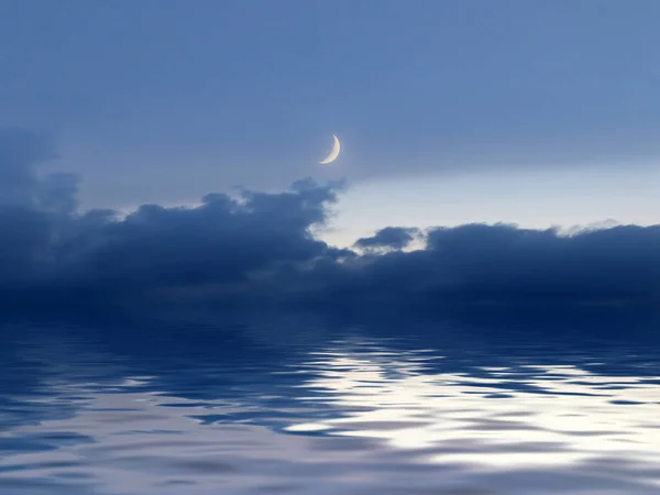 Отражение Облачного Неба Поверхности Моря Закате — стоковое фото