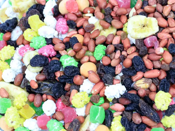 Candy Száraz Gyümölcsök Diófélék Cukrozott Gyümölcs Mint Gyümölcs Mix Snackek — Stock Fotó