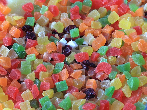 Fruta Confitada Dulce Multicolor Como Elemento Una Mezcla Frutas Para — Foto de Stock