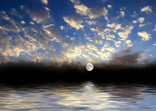 Sea Surface Night Sky Full Moon — Stock Photo, Image