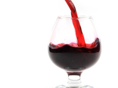 şarap akışının bir cam içine dökme desen oluşturur