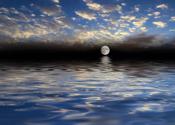 Pleine Lune Mer Calme Surface — Photo