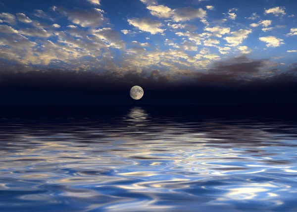 Full Moon Calm Sea Surface — Stock Photo, Image