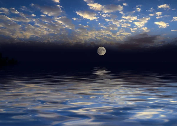 Pleine Lune Mer Calme Surface — Photo