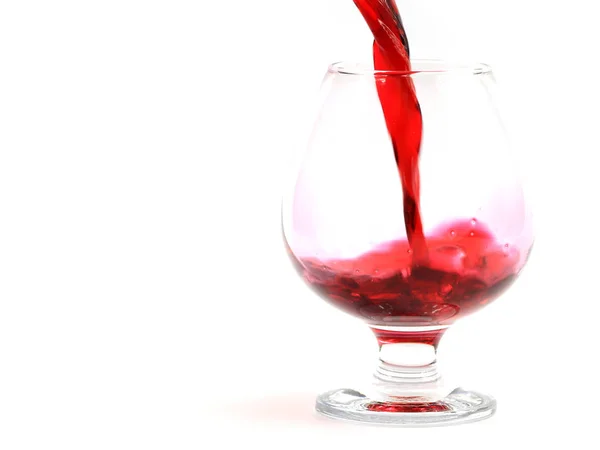 Uva Vino Rosso Creare Bellissimi Modelli Quando Versa Bicchiere — Foto Stock