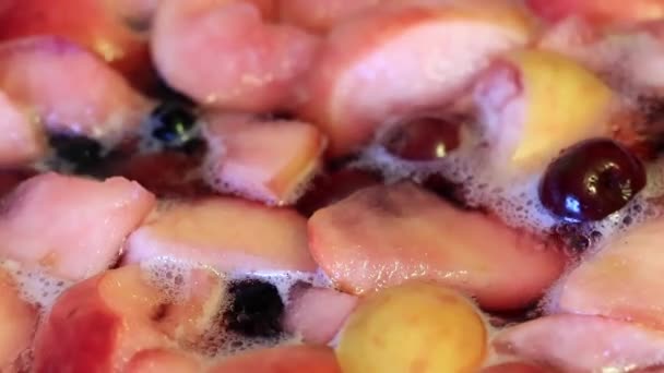 Acqua Bollente Nella Preparazione Composta Frutta Secca — Video Stock