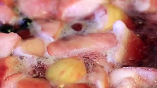 Acqua Bollente Nella Preparazione Composta Frutta Secca — Video Stock