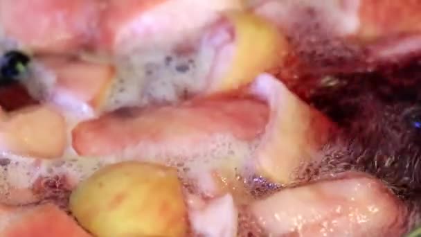 Água Fervente Preparação Compota Frutas Secas — Vídeo de Stock