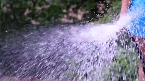 흐르는 물으로 잔디의 — 비디오