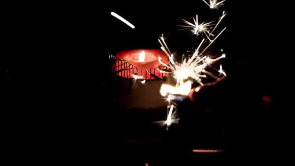Wonderkaarsen Wax Kaars Vlammen Als Een Element Van Vakantie Decor — Stockvideo