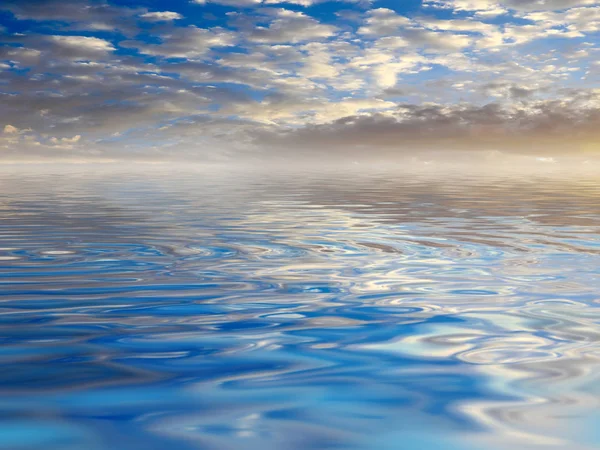 Reflexão Céu Nublado Ensolarado Superfície Calma Reservatório — Fotografia de Stock