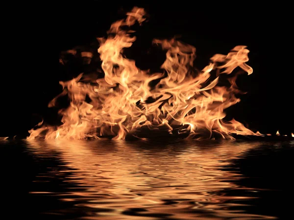 Reflection Bright Flame Water Surface — Stock Photo, Image
