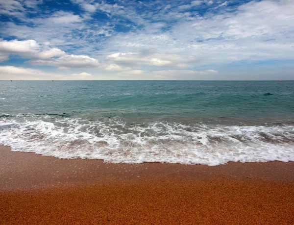 Beautiful Sandy Beach Sunny Summer Sky — Stock Photo, Image