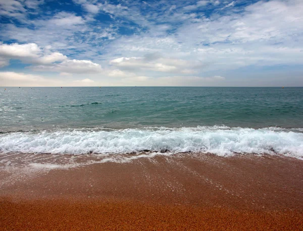 Beautiful Sandy Beach Sunny Summer Sky — Stock Photo, Image