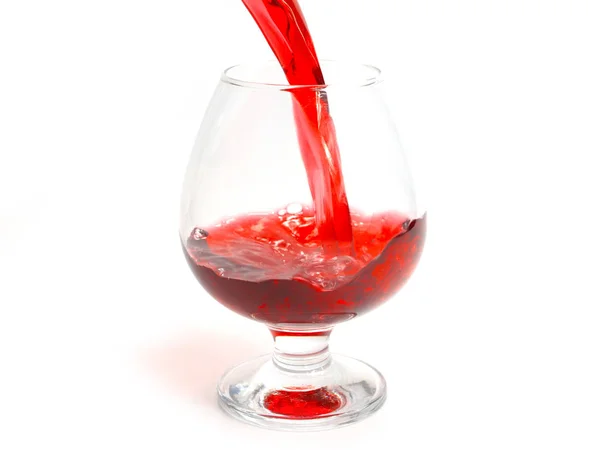 Jetmuster Beim Einschenken Von Rotwein Ein Glas — Stockfoto