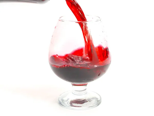 Elegant Red Wine Splash Pattern Poured Glass — Stock Photo, Image