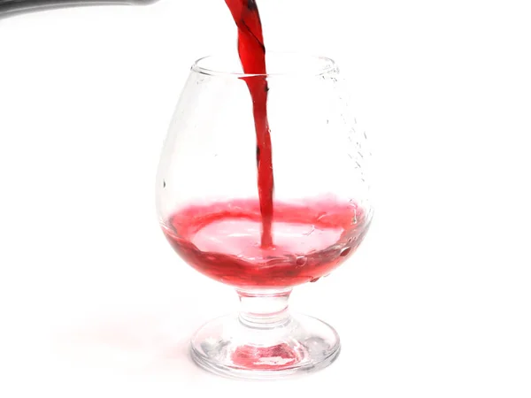 Elegant Red Wine Splash Pattern Poured Glass — Stock Photo, Image