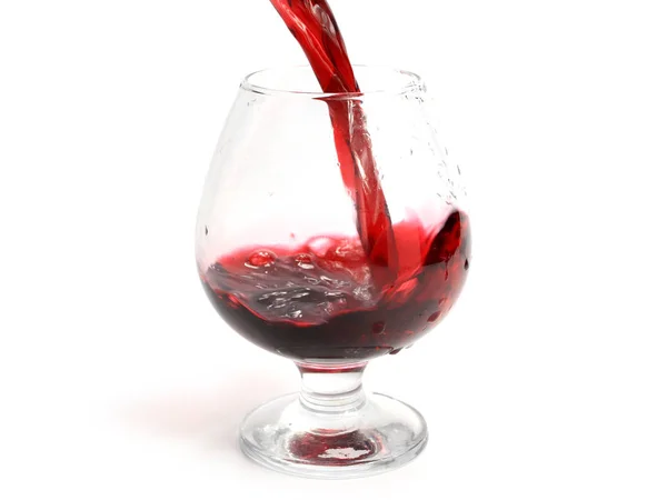 Elegant Red Wine Splash Pattern Poured Glass — Stock Photo, Image
