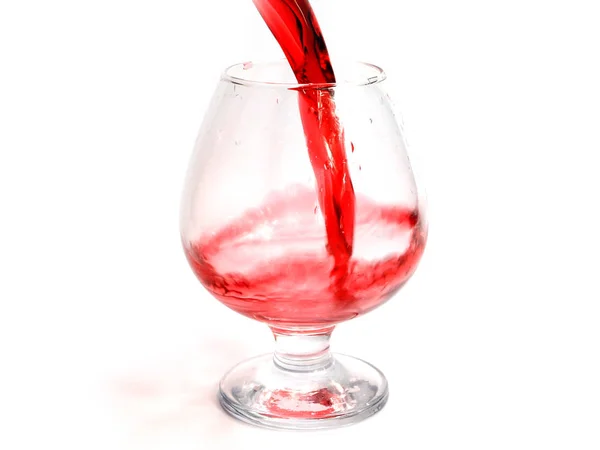 Elegant Röd Vin Splash Mönster När Hälls Ett Glas — Stockfoto