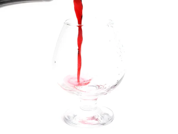 Elegant Red Wine Splash Pattern Poured Glass — Stock Photo, Image